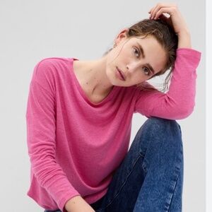 Gap Pink Linen Long Sleeve Top